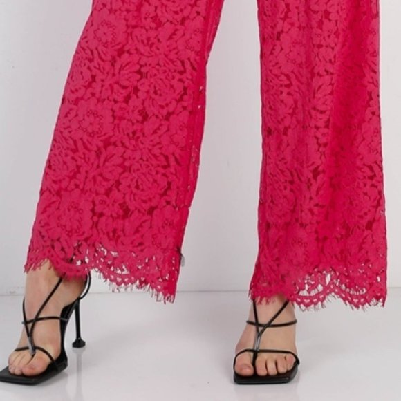Magenta Pink Lace Jumpsuit - Picture 6 of 6